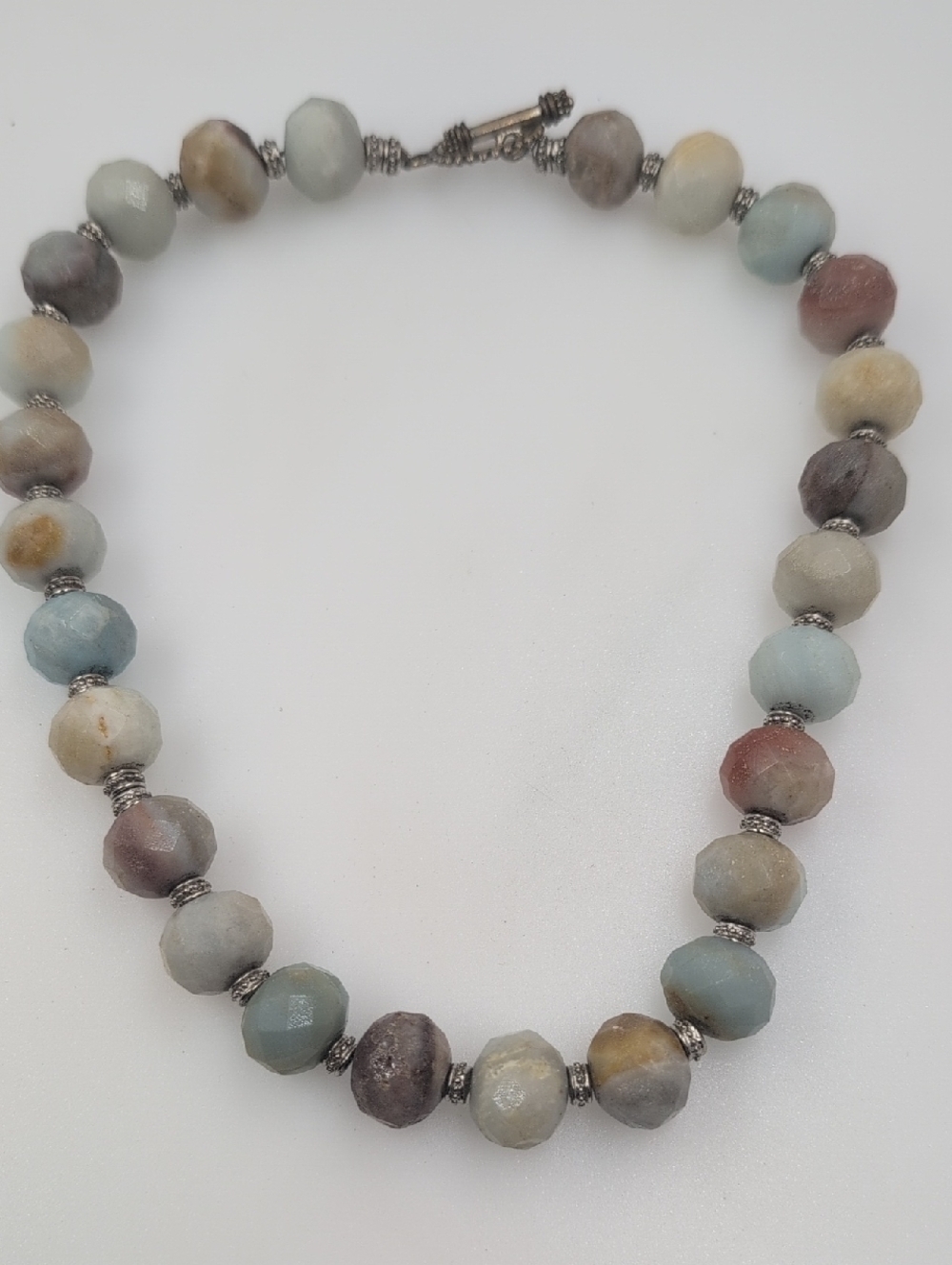 Natural Stone Faceted Beaded Necklace | Earth Tone Agate & Jasper Style cn - Picture 2 of 6